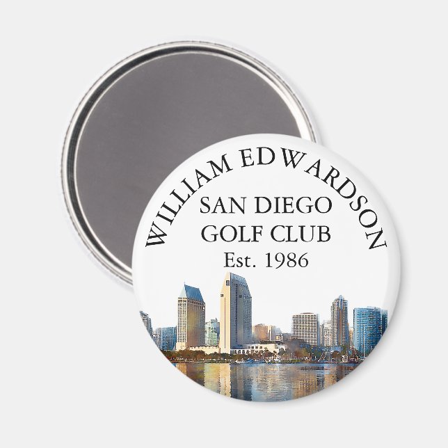 Personalisierter Golfschlägername San Diego Skylin Magnet (Vorderseite/Rückseite)