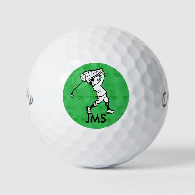 Personalisierter Golfspieler Cartoon Golfball (Vorderseite)
