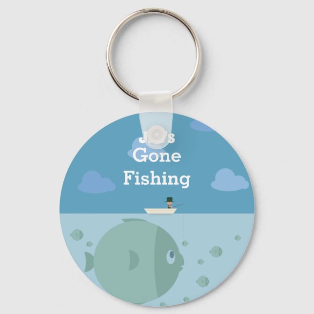 Personalisierter Gone Fishing | Name Schlüsselanhänger (Vorderseite)