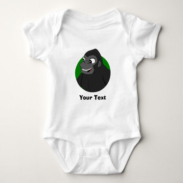 Personalisierter Gorilla Cartoon Bodysuit Baby Strampler (Vorderseite)