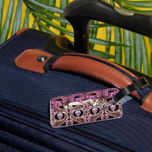 Personalisierter goth-pinker Schmuck & Totenkopf Gepäckanhänger