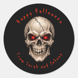 Personalisierter gotischer Totenkopf Frohes Hallow Runder Aufkleber