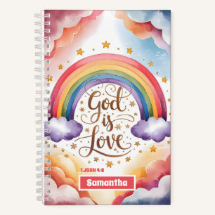 personalisierter Gott ist Liebe Boho Christliche K Notizbuch