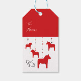 Personalisierter Gott jul! Dala Horse Geschenkanhänger