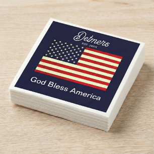 Personalisierter Gott segne Amerika Fahne Serviette