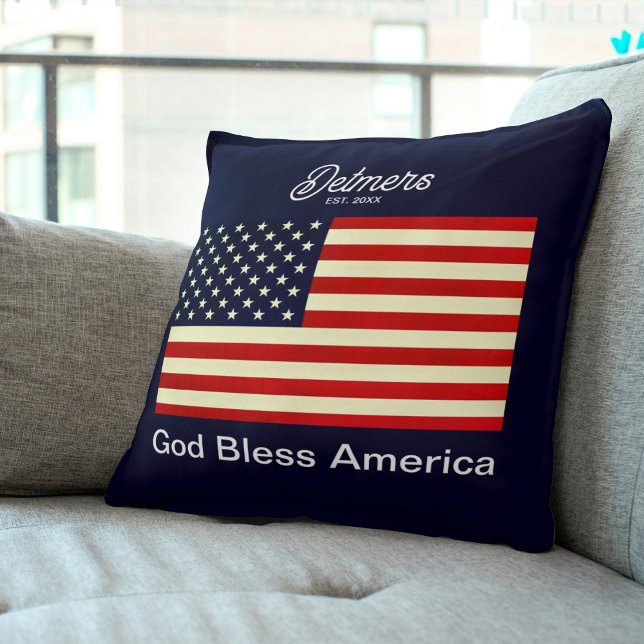 Personalisierter Gott segne Amerika Flag Kissen (Personalized God Bless America Flag Throw Pillow)