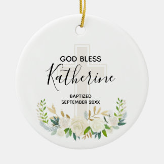 Personalisierter Gott segne Girl Christening Ornam Keramik Ornament