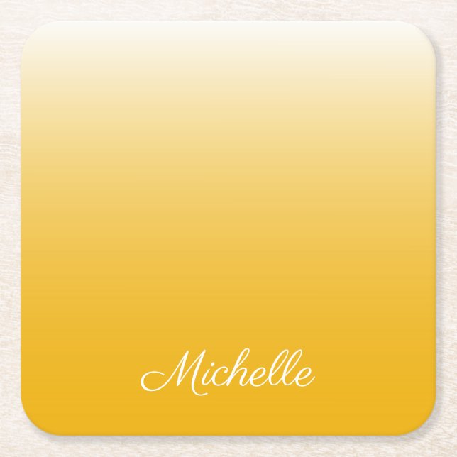 Personalisierter Gradient Ober gelb Rechteckiger Pappuntersetzer (Vorderseite)