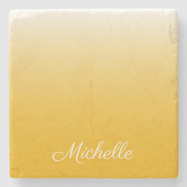 Personalisierter Gradient Ober gelb Steinuntersetzer (Vorderseite)