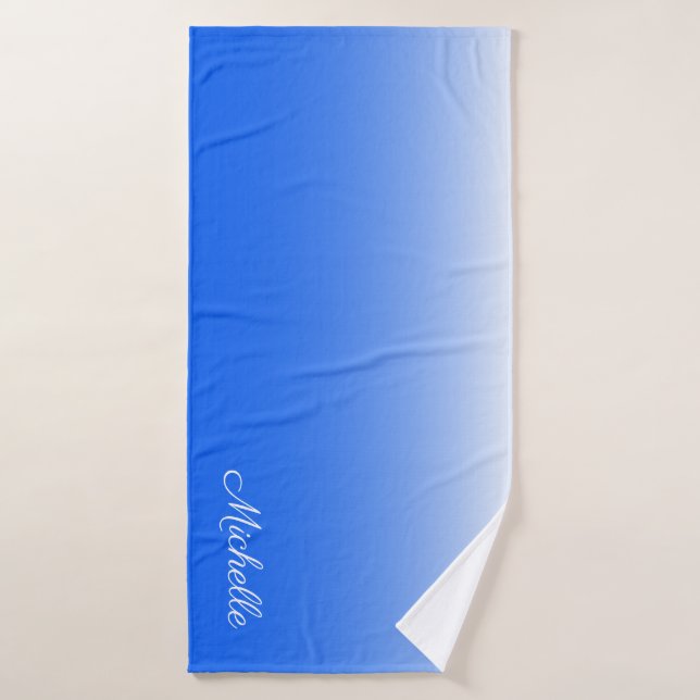 Personalisierter Gradient ombre elektrisch blau Badehandtuch (Badehandtuch)