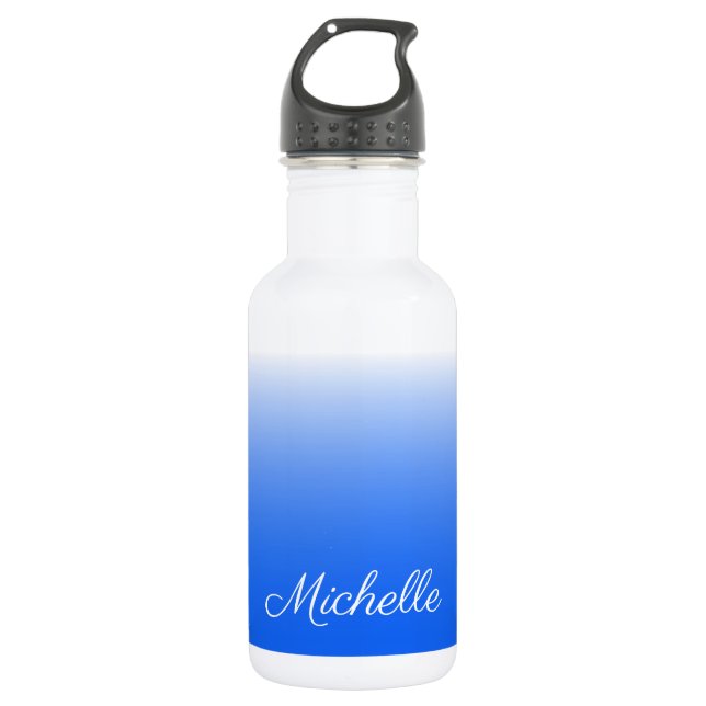 Personalisierter Gradient ombre elektrisch blau Edelstahlflasche (Vorderseite)