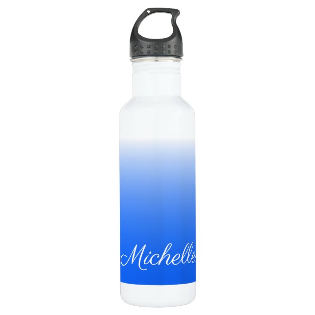 Personalisierter Gradient ombre elektrisch blau Edelstahlflasche (Vorderseite)