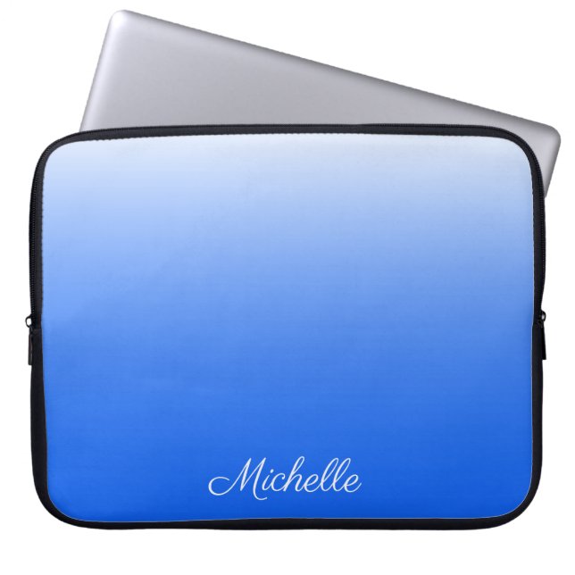 Personalisierter Gradient ombre elektrisch blau Laptopschutzhülle (Vorderseite)