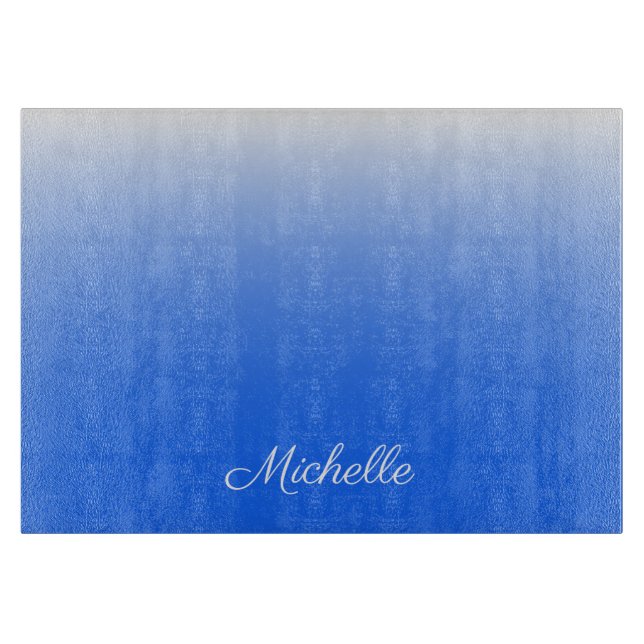 Personalisierter Gradient ombre elektrisch blau Schneidebrett (Vorderseite)