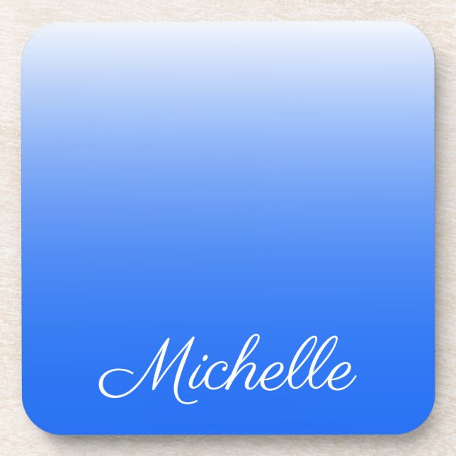 Personalisierter Gradient ombre elektrisch blau Untersetzer (Vorderseite)