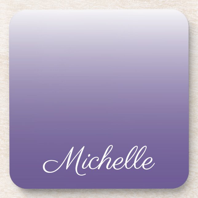 Personalisierter Gradient ombre Ultra Violet Getränkeuntersetzer (Vorderseite)