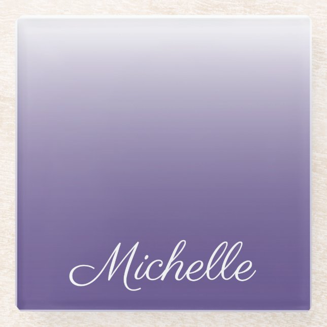 Personalisierter Gradient ombre Ultra Violet Glasuntersetzer (Vorderseite)
