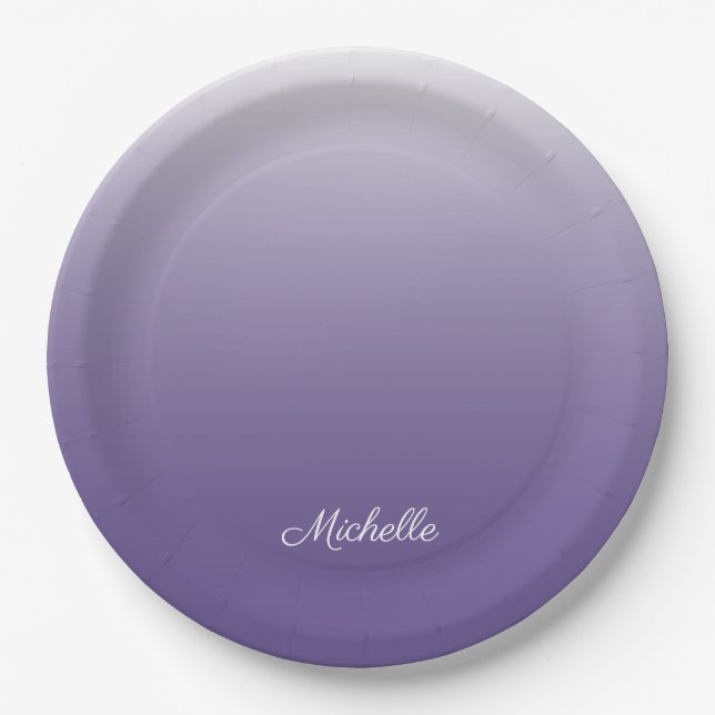 Personalisierter Gradient ombre Ultra Violet Pappteller (Vorderseite)