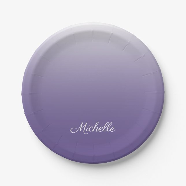 Personalisierter Gradient ombre Ultra Violet Pappteller (Vorderseite)