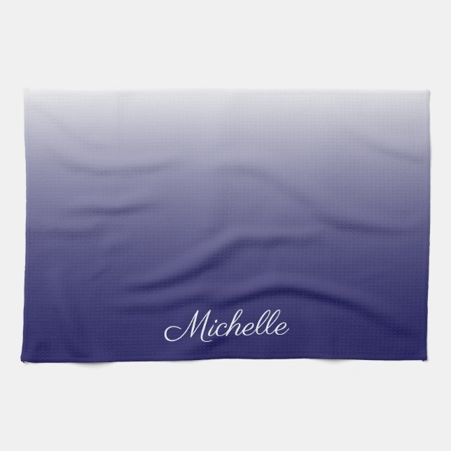 Personalisierter Gradientenblau Geschirrtuch (Horizontal)