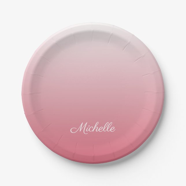Personalisierter Gradientenrosa Pappteller (Vorderseite)