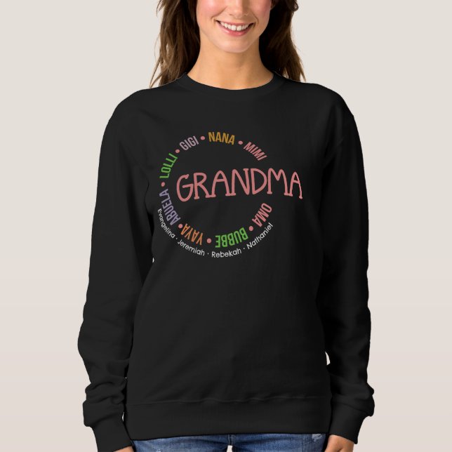 Personalisierter GRANDMA Nana Mimi Gigi Muttertag Sweatshirt (Vorderseite)