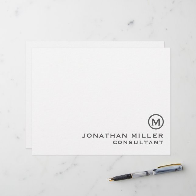 Personalisierter Grau-Classic-Monogramm-Letterhead Briefbogen (Vorderseite/Rückseite Beispiel)