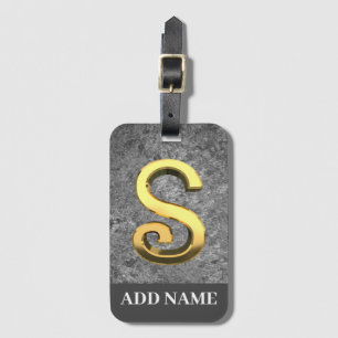Personalisierter Grau- und Goldmonogramm-Letter S Gepäckanhänger