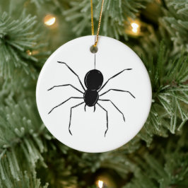 Personalisierter, graue Spider Halloween-Baum Keramik Ornament