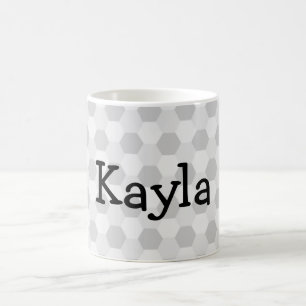 Personalisierter grauer Hexagonnamenshintergrund Tasse