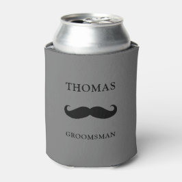 personalisierter grauer Mustache-Trauzeuge Dosenkühler