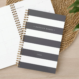 Personalisierter, grauer und weißer Streifen Planer
