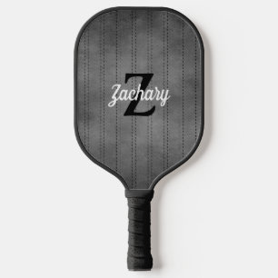 Personalisierter grauer Vintage-Pinstripe-Retro-Mo Pickleball Schläger