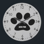 Personalisierter Grauhund Große Wanduhr<br><div class="desc">Eine personalisierte Grauhundpfuhr,  die Sie einfach auf den Pfotendruck setzen können. Diese personalisierte Hundsuhr würde einem Hundefreund ein großartiges Geschenk machen.</div>