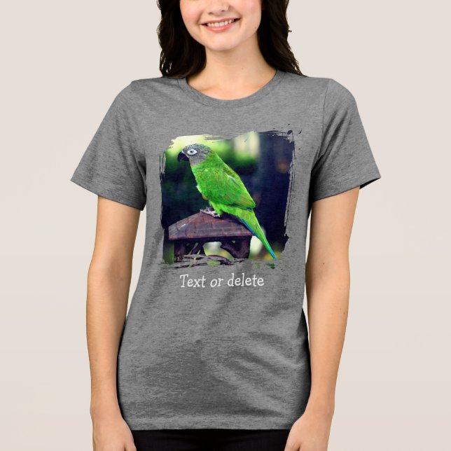 Personalisierter Graukopf-Conure-Papagei Tri-Blend Shirt (Vorderseite)