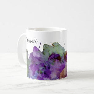 Personalisierter Green & Lila Watercolor-Spritzer Tasse