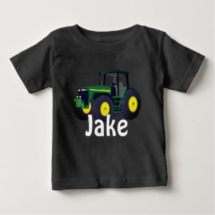 Personalisierter Green Tractor Baby T - Shirt