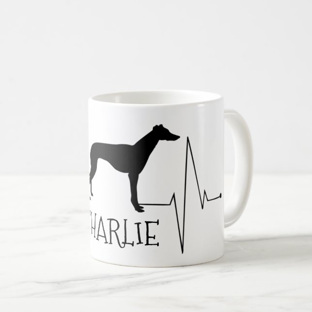 Personalisierter Greyhound Whippet Liebe Hund Herz Kaffeetasse (VorderseiteRechts)