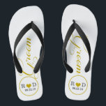 Personalisierter Groom (Gold) Flip Flops<br><div class="desc">Spaß,  maßgeschneiderte Hochzeitskippen</div>