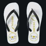 Personalisierter Groom (Gold) Flip Flops<br><div class="desc">Spaß, maßgeschneiderte Hochzeitskippen</div>