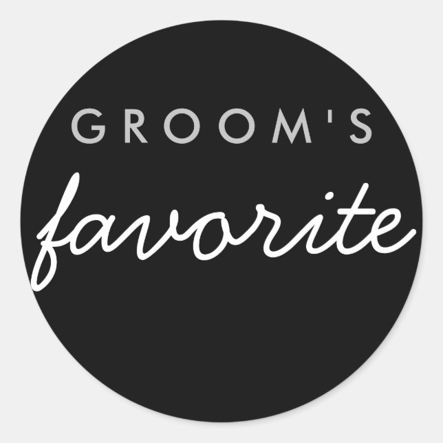 Personalisierter Groom-Sticker Schwarz-Silber Runder Aufkleber (Vorderseite)