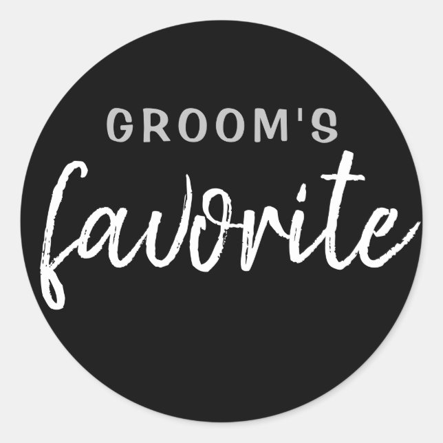Personalisierter Groom-Sticker Schwarz-Silber Runder Aufkleber (Vorderseite)