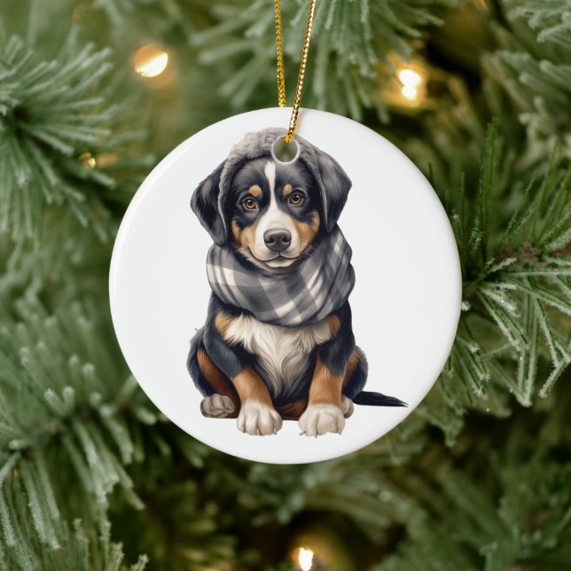 Personalisierter Großschweizer Hund Keramik Ornament (Baum)