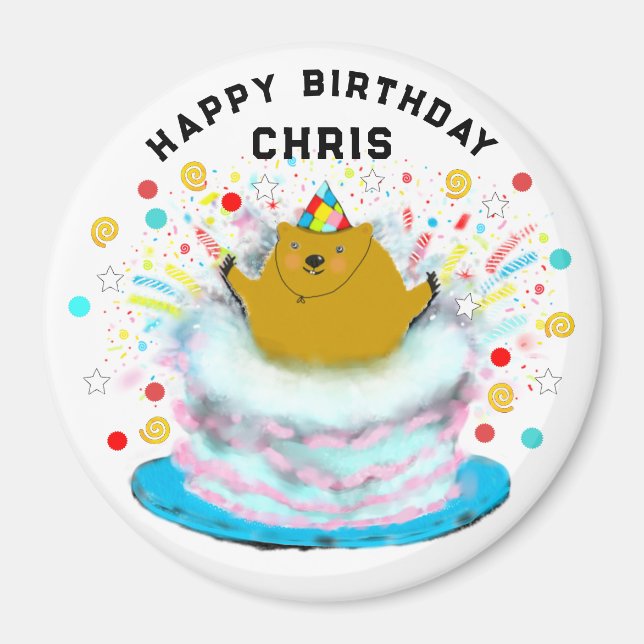 Personalisierter Groundhog Tag Geburtstagsgeschenk Magnet (Vorne)