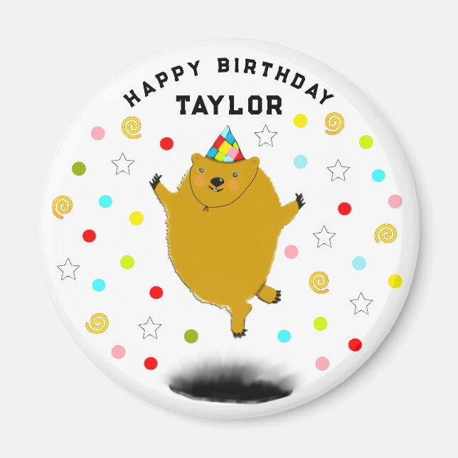 Personalisierter Groundhog Tag Geburtstagsgeschenk Magnet (Vorne)