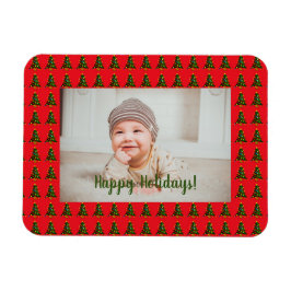 Personalisierter Grün-Roter Weihnachtsbaum Magnet