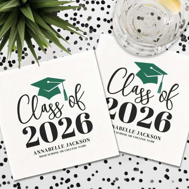 Personalisierter grüner Abschluss Serviette (Personalized Green Graduation Napkins)