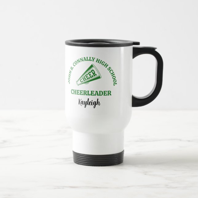 Personalisierter grüner Cheerleader der High Schoo Reisebecher (Rechts)