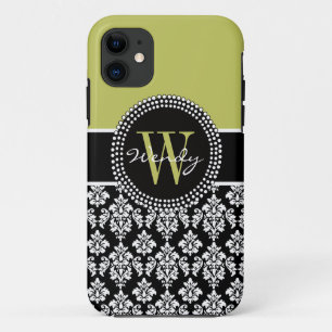 Personalisierter Grüner Damast Case-Mate iPhone Hülle