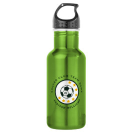 Personalisierter grüner Fußballmannschaftsname und Edelstahlflasche